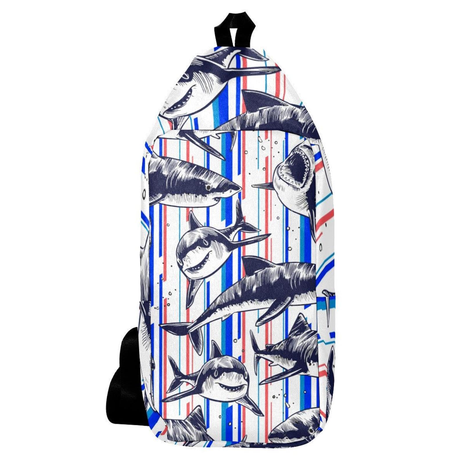 Sac à dos à bandoulière requin multicolore pour cyclisme et marche - 6