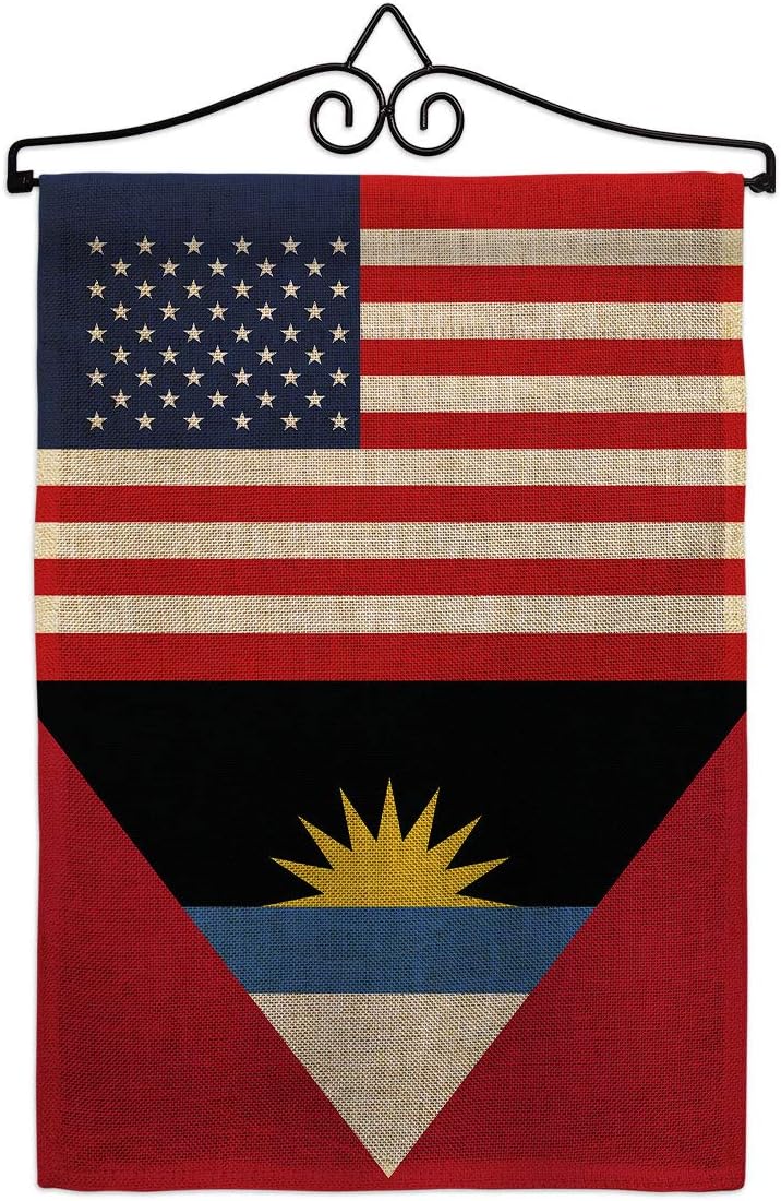 Antigua and Barbuda US Friendship Garden Flag Set Wall Holder Regional USA American Alliance World Country Particular Area Small Decorative Gift Yard House Banner Made In 13 X 18.5