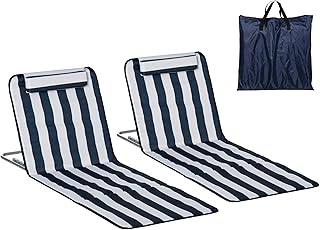 Outsunny Set of 2 Foldable Garden Beach Chair Mat Lightweight Outdoor Su...