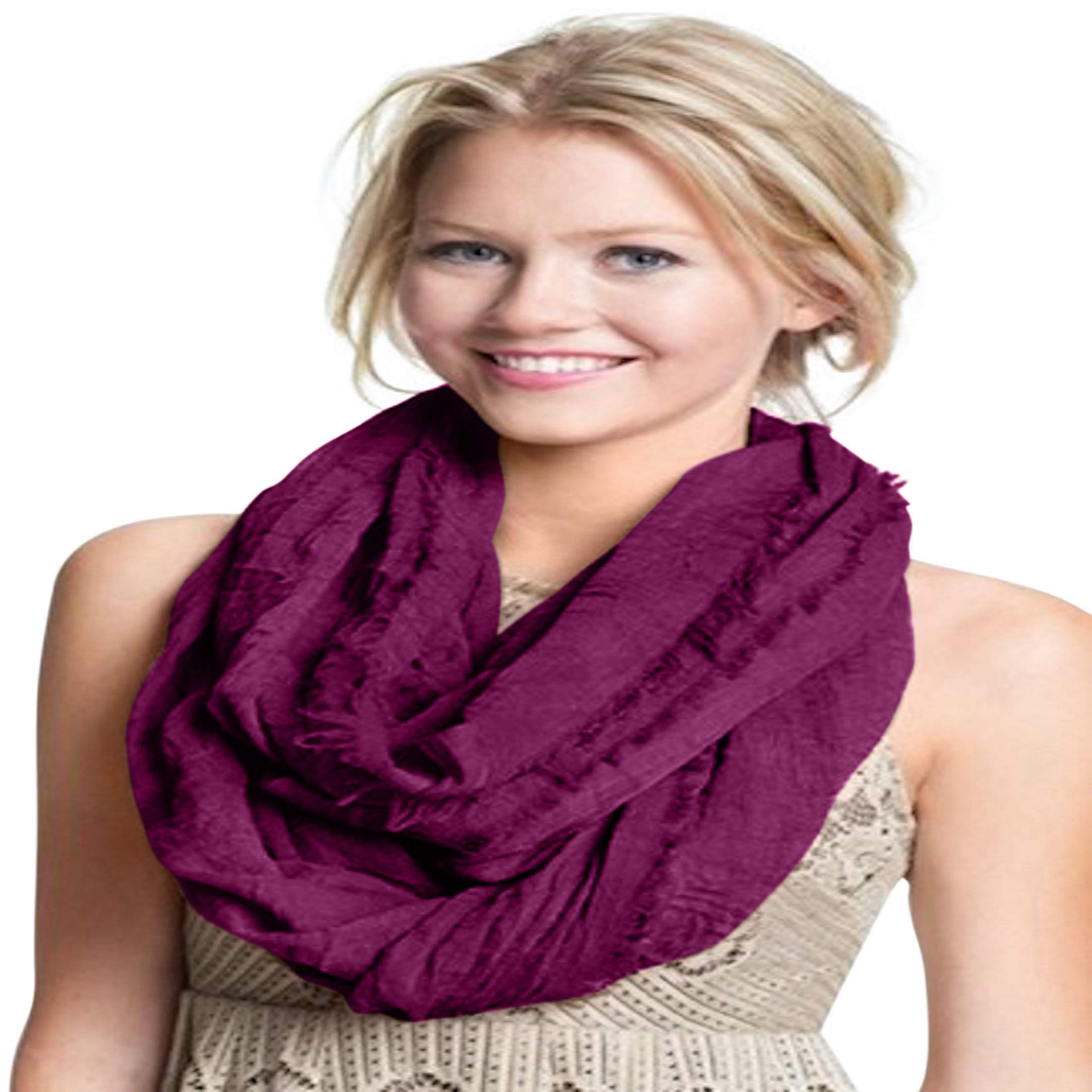 Cj Apparel Women's Purple Mobius Infinity Scarf Snood Cowl Tube Round Circle Eternity Shawl Seconds New(Size: One Size)