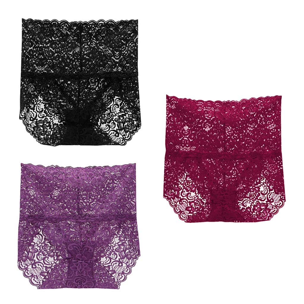 Bikinis majtki do talii, damskie, koronkowe, maxi, majtki podstawowe, maxi, Combo, 3 sztuki, damskie, bawełna, seksowne legginsy bielizna bawełniana (kolor: B, rozmiar: XL)