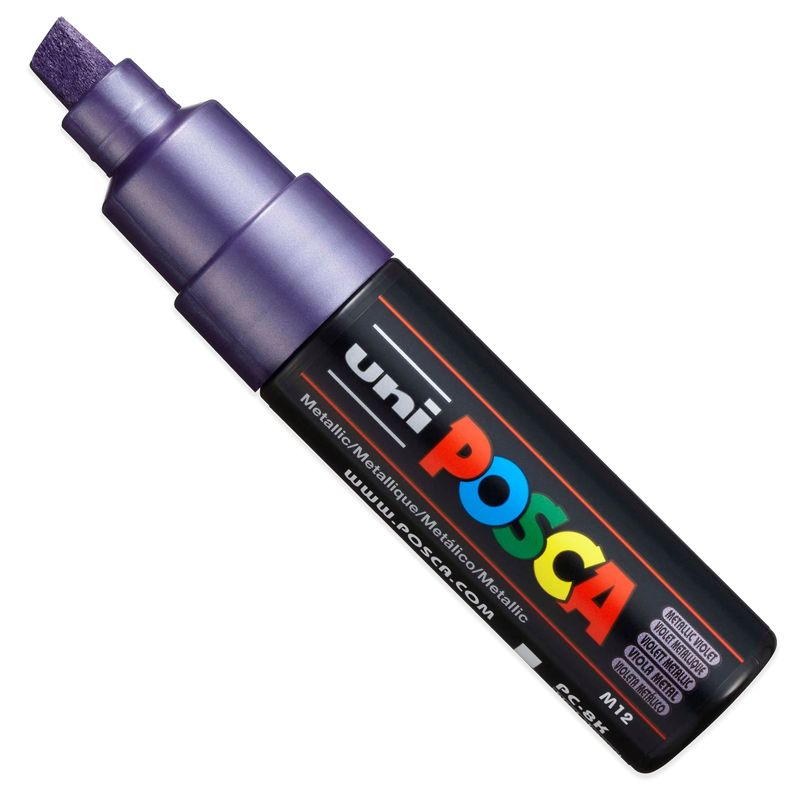 Posca PC-8K - Rotuladores permanentes a base de agua, punta de cincel de 8 mm, juego de 20,32 cm, cartera de plástico, tonos metálicos