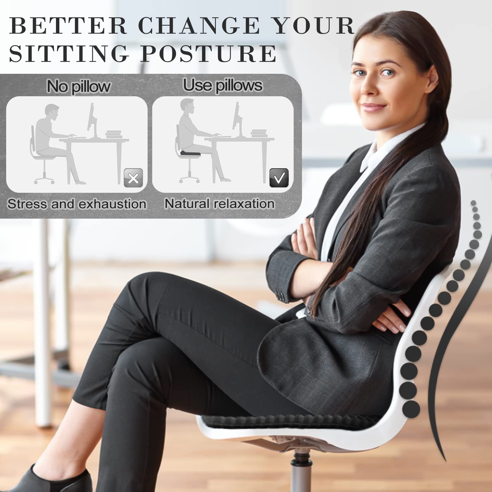 Gel Seat Cushion, Double Thick Breathable Honeycomb Design Absorbs Pressure Points Seat Cushion With Non-Slip Cover Gel Cushion For Office Chair Home Car Seat Cushion For Wheelchair (Black