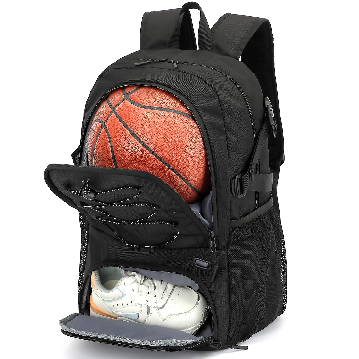 Bolsa de Baloncesto Mochila de Fútbol con Soporte para Pelota y Compartimento para Zapatos