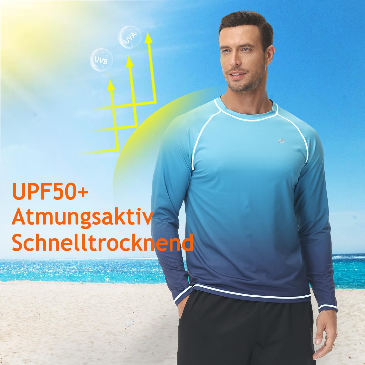 Huayuzh Rashguard Camiseta de natación de manga larga para hombre, de secado rápido, transpirable, para surf, pesca, senderismo