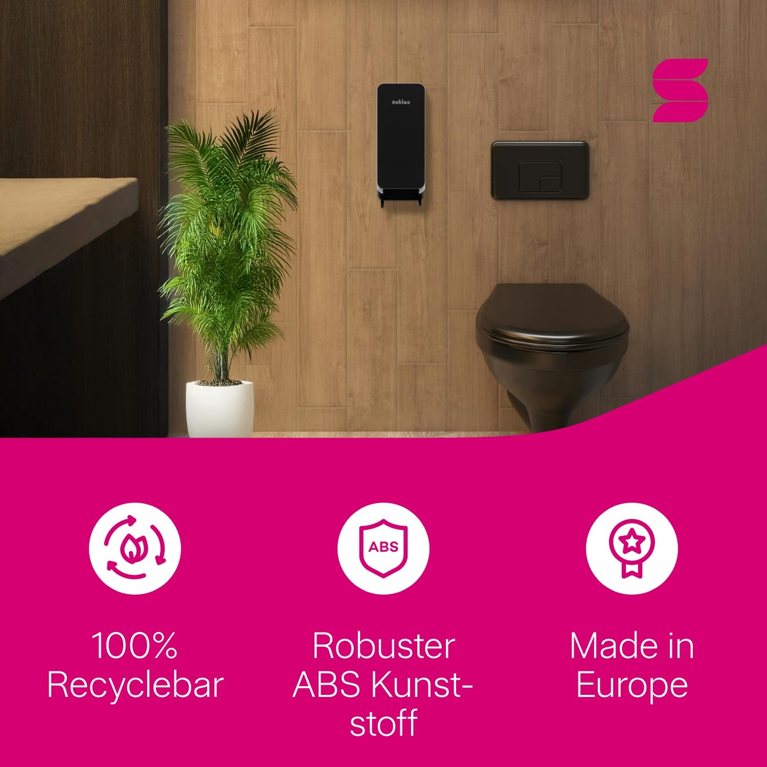 HYGINITY Toilettenpapier Spender – Doppelrollenspender - Made in Germany – Toilettenpapierspender mit Füllstandsanzeige - für Gewerbe & Industrie - schwarz - für JT3 Toilettenpapier