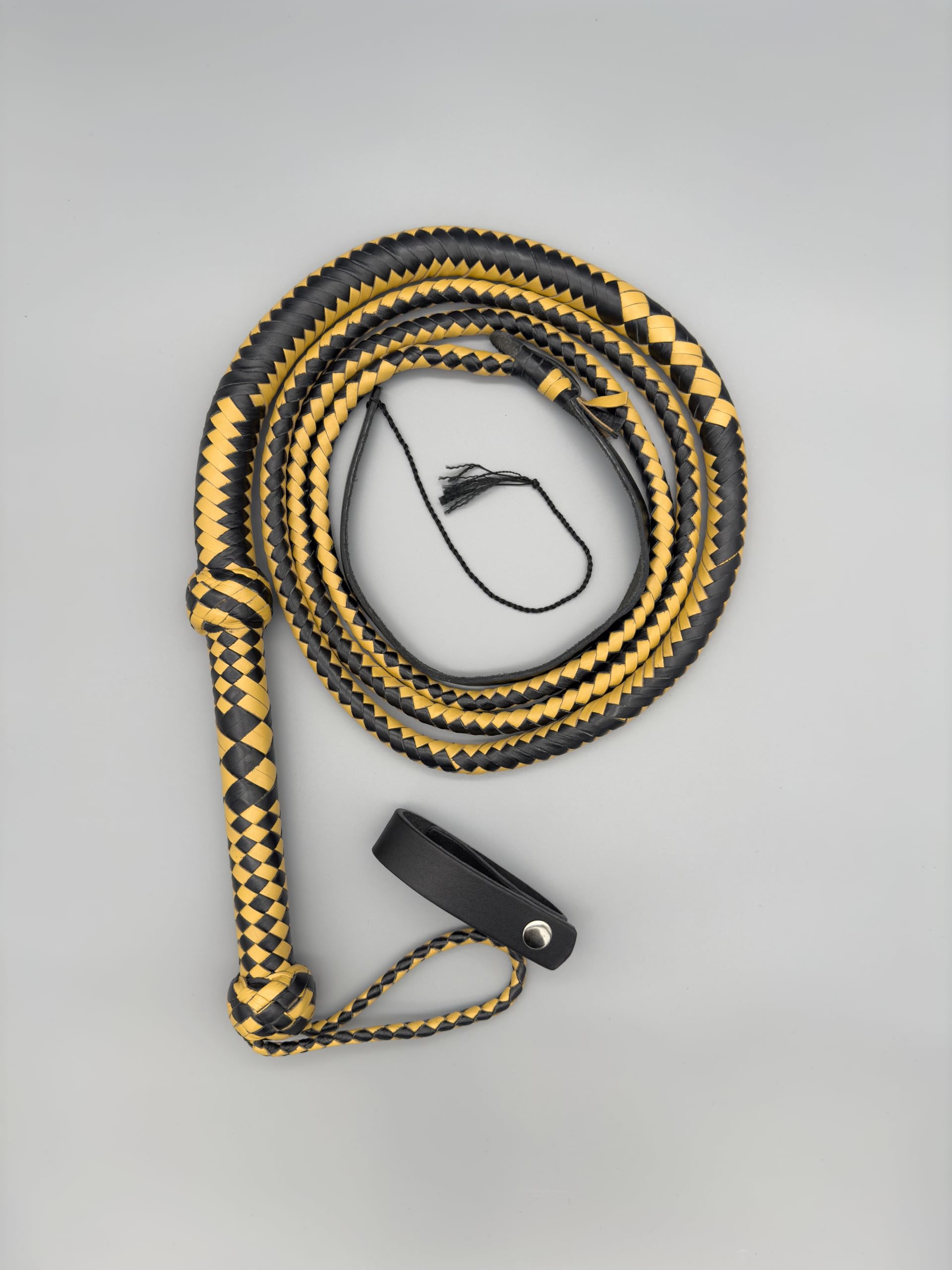 Generisch Bullwhip Fouet en cuir Beige/noir 8FT