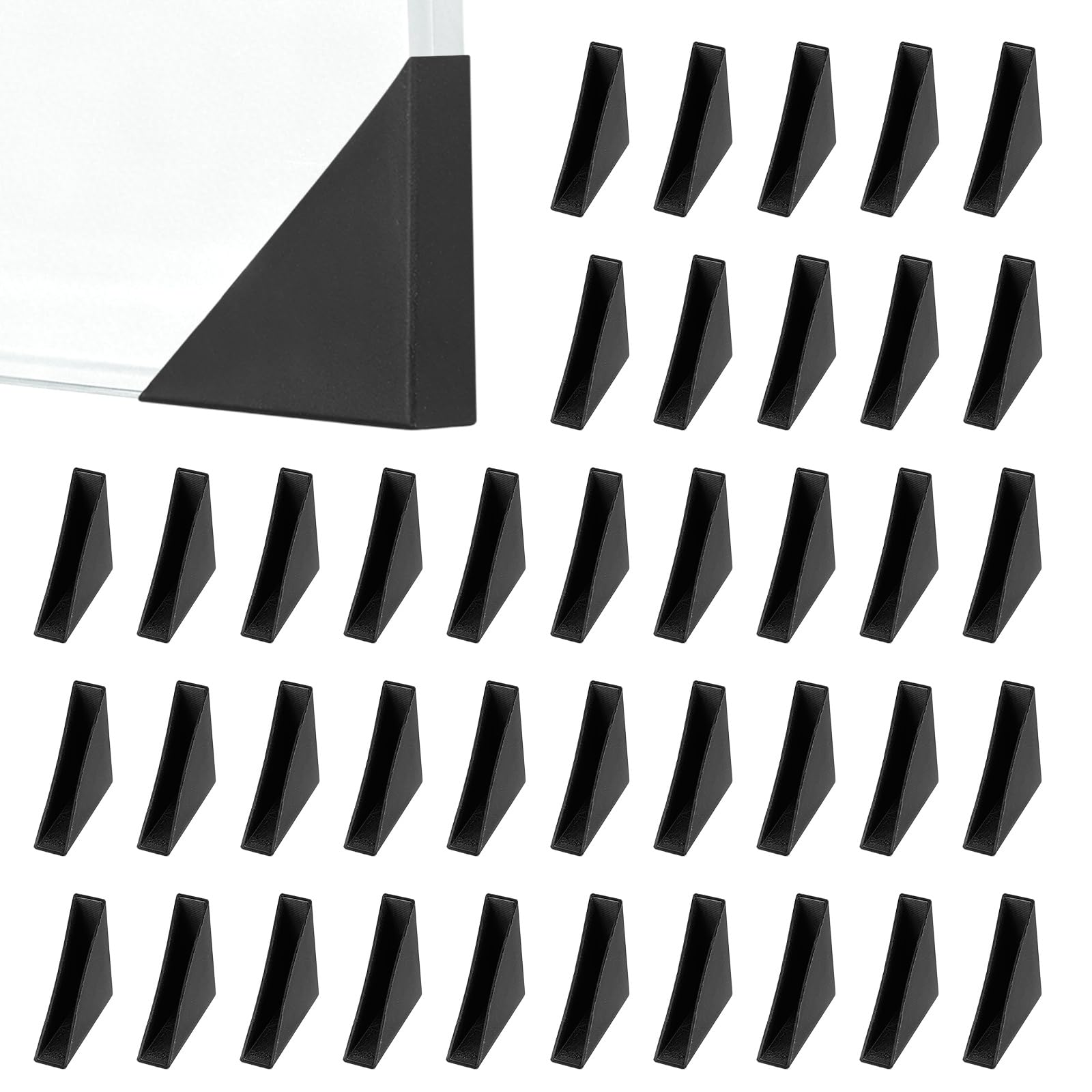 sourcing map 8x35mm Triangle Plastic Corner Protector Black 40Pcs โ image 1
