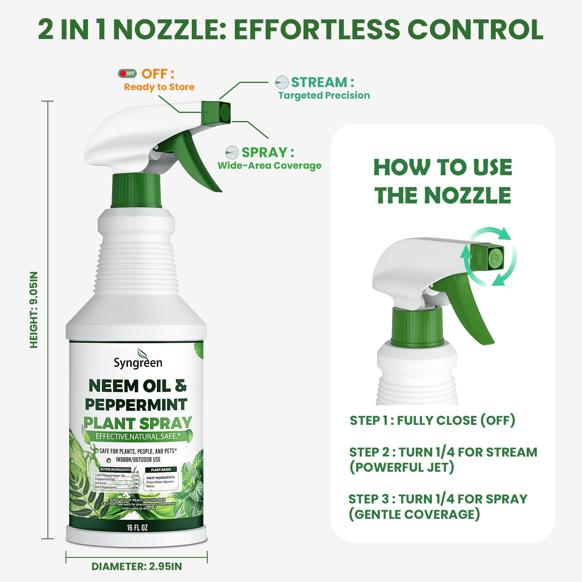 Aerosol de aceite de neem para plantas con menta, mantenimiento suave de hojas para vegetación interior y exterior, 16 onzas 5