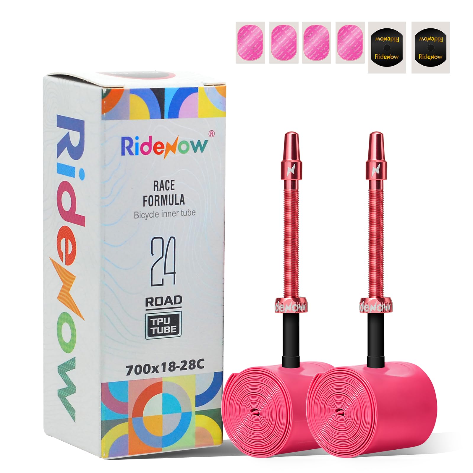 RideNow 2 Pack Road Bike Inner Tubes, 700 x 18C-32C, Metal/TPU Presta Valve