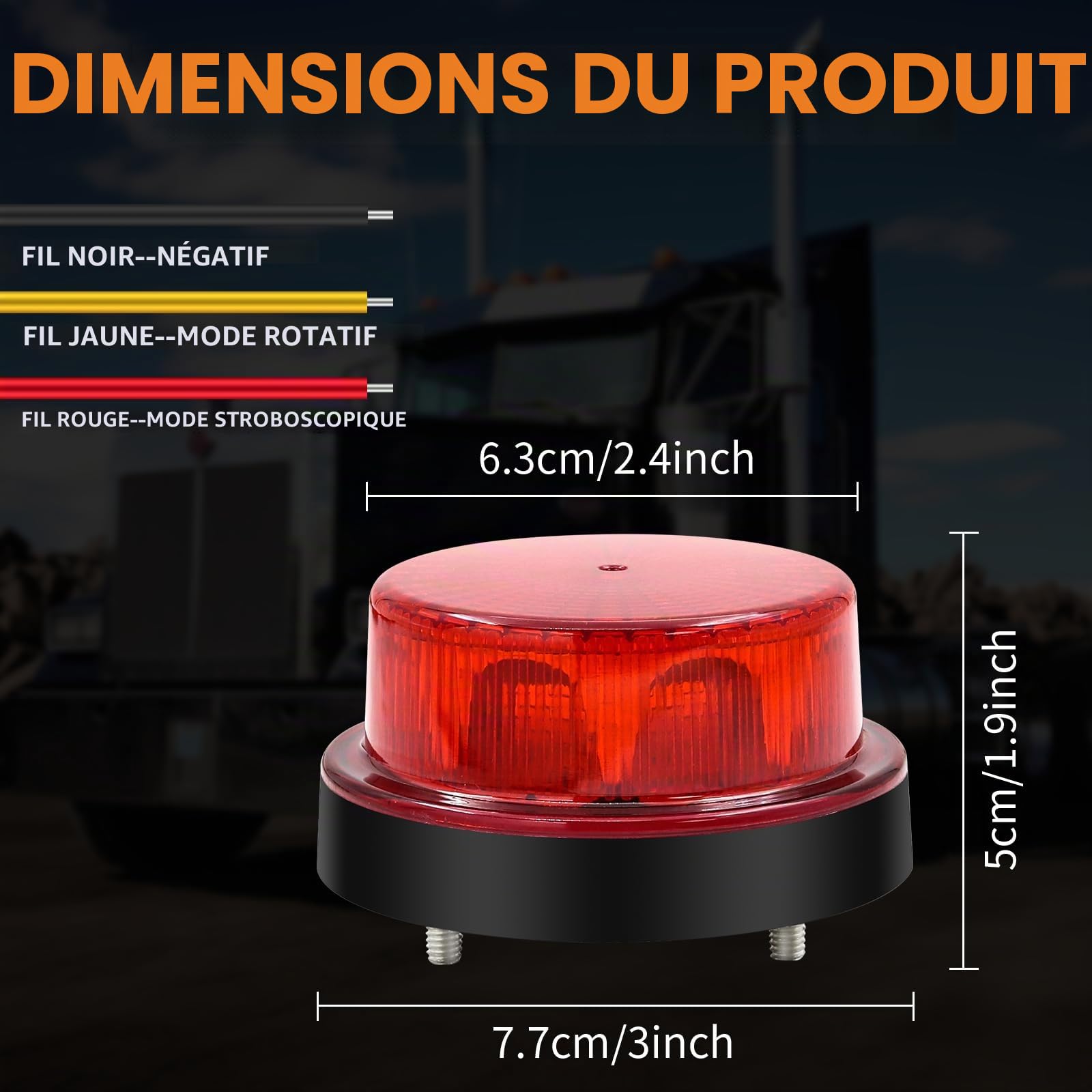 Mini Gyrophare d'avertissement LED Rouge, 12V 24V LED Clignotant Phare Lampe d'Avertissement Éclairage Ampoule Stroboscopique, 2pcs