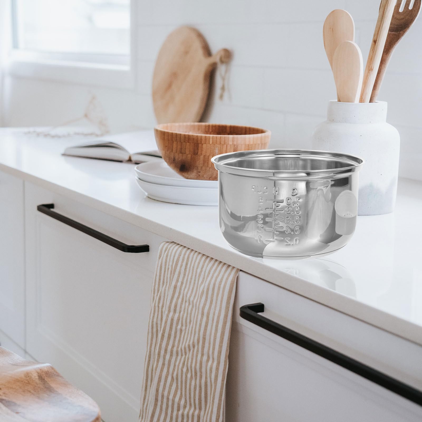 Amosfun Cuiseur à riz intérieur 2 L en acier inoxydable antiadhésif pour cuiseur à riz asiatique accessoire de cuisinière électrique