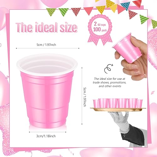 Miniatura 2 de Roshtia Paquete de 100 vasos de plástico de 2 onzas, mini vasos de chupito desechables de 2 onzas pequeñas de plástico para bodas, fiestas de