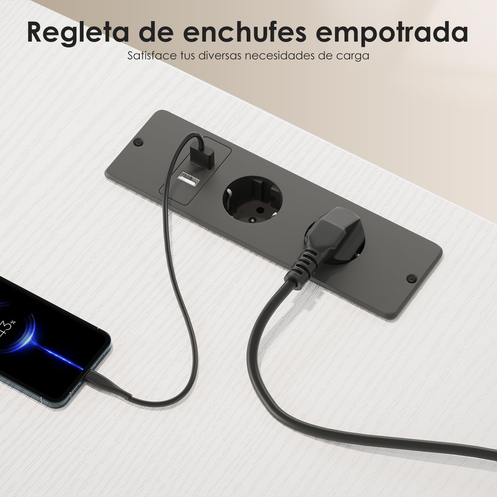 OffiGo Escritorio Regulable en Altura 180 x 70 cm, Tablero de 35 mm, Escritorio Eléctrico con Toma de Corriente, Standing Desk con Patas en T Estables, Ergonomía Oficina, Gaming, Blanco