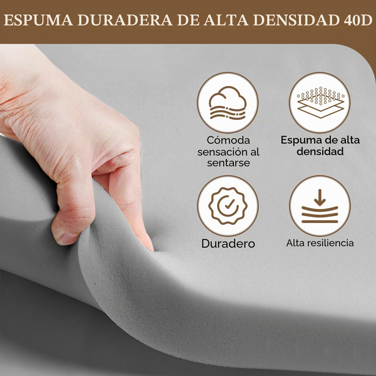LIROPAU Espuma de Poliuretano para Relleno Densidad 40, Grosor 5 cm, Plancha de Espuma de Alta Densidad y Firmeza para Relleno de Sofás, Sillas, Sillones de Poliuretano Expandido, 50 x 50 cm