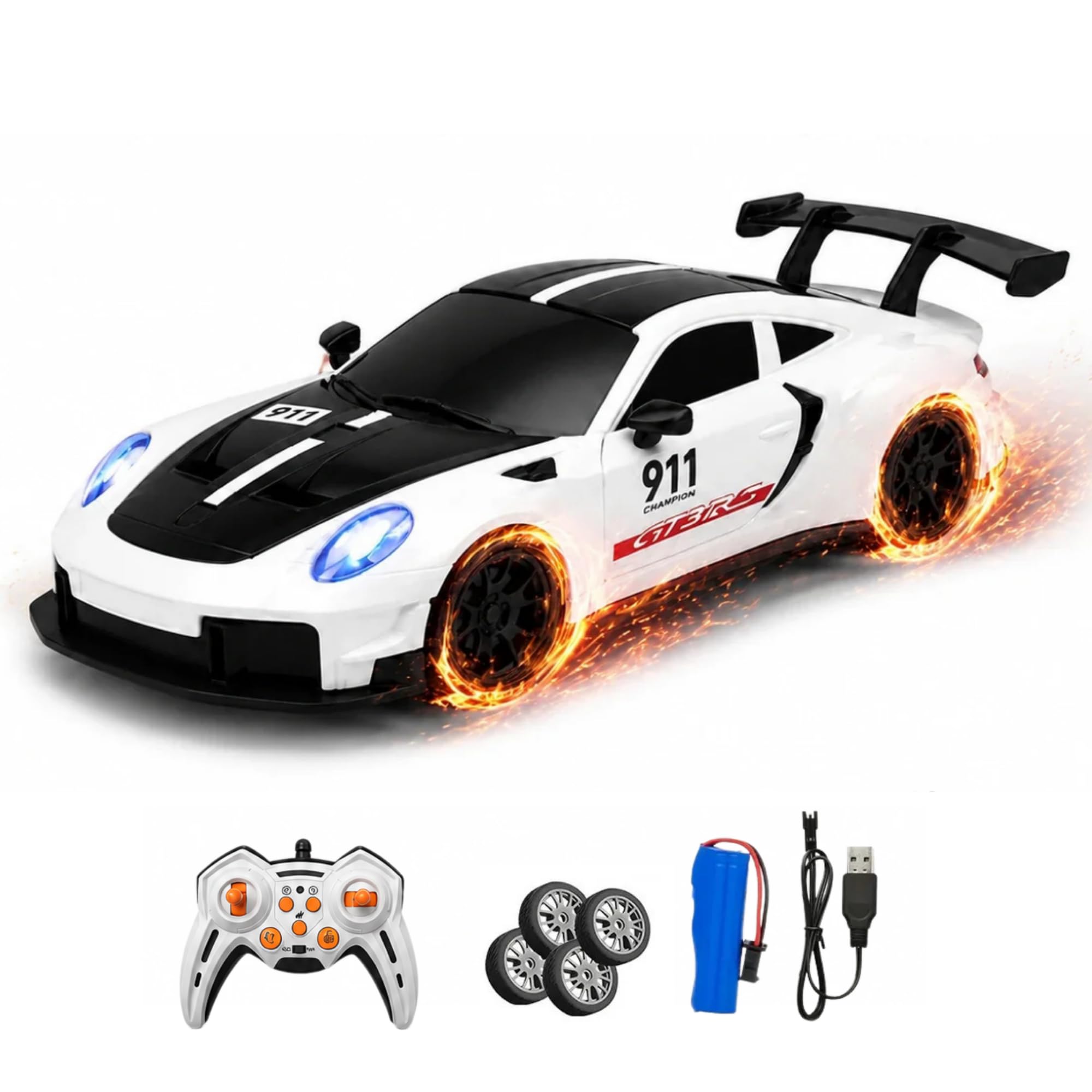Uzaktan Kumandalı 4 Teker Kıvılcım Efektli Spor Model Drift Arabası Şarjlı Işıklı Sesli RC…