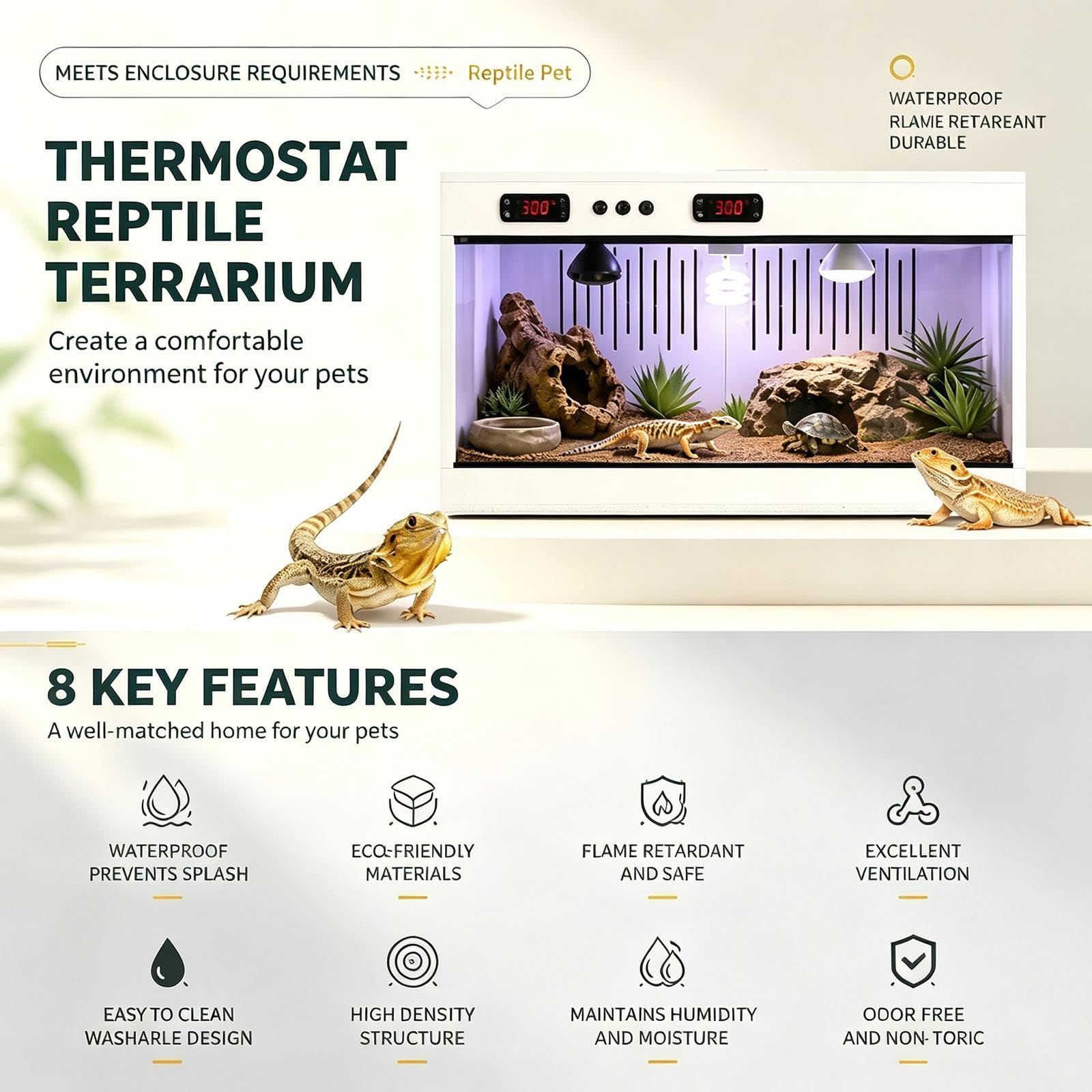 Terrarium dla Gadów z Podwójnym Termostatem Cyfrowym