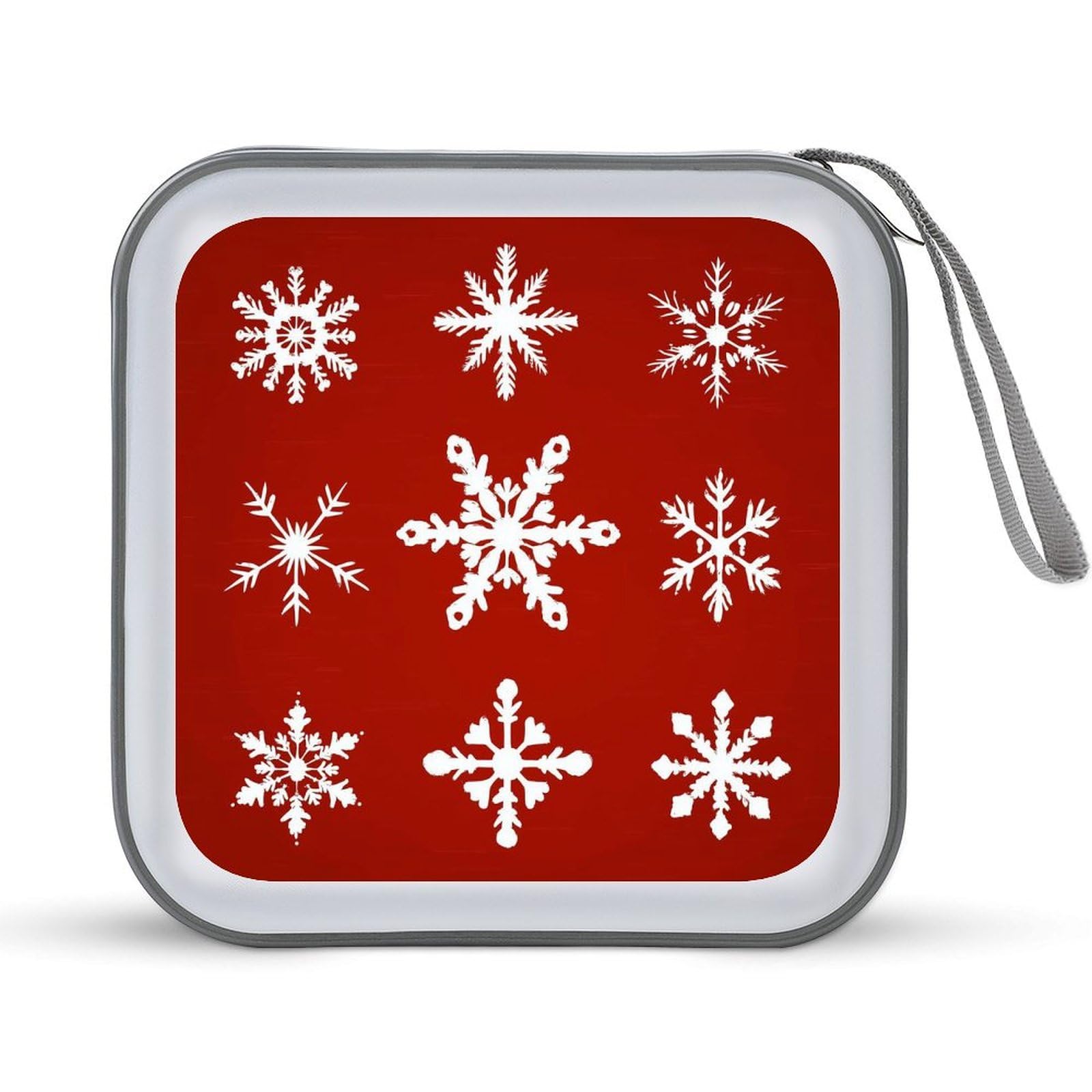 DuduYH White Snowflakes on Red CD Case DVD Storage Case Portable for Car Home Travel