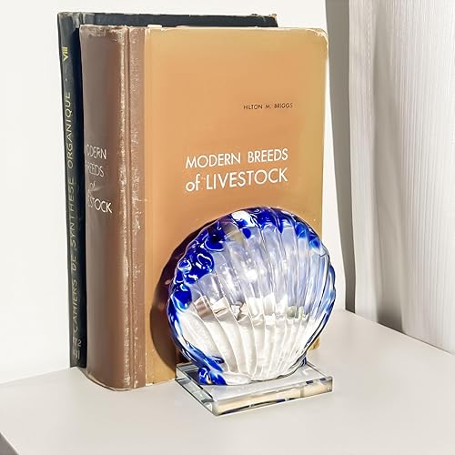 Miniatura 5 de QFkris Adorno de cristal hecho a mano de concha de vieira de 4.5 pulgadas con arena y conchas marinas, decoración de playa costera coleccionable,