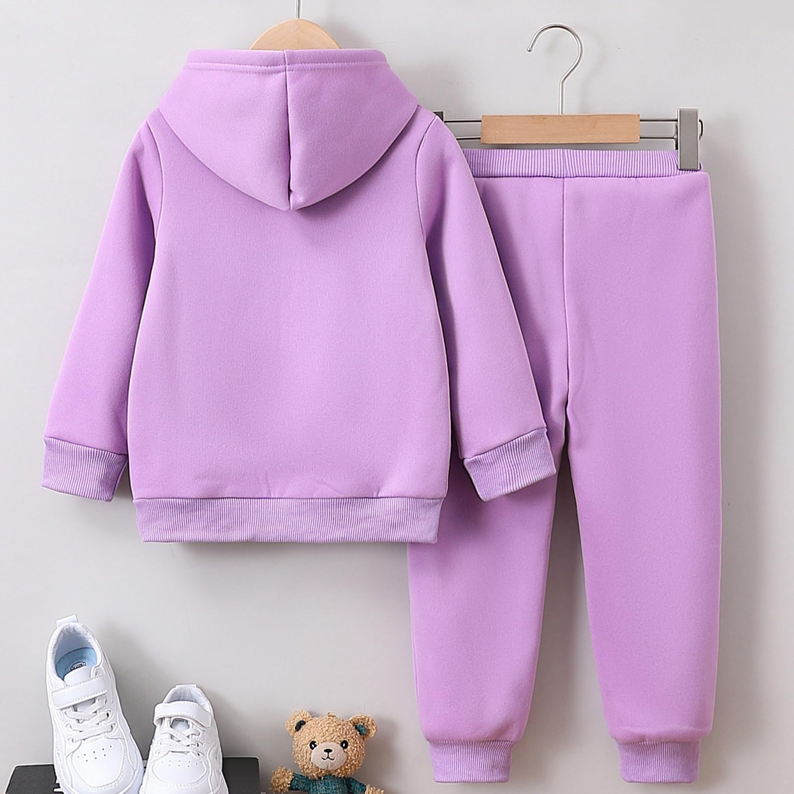 Survêtement Enfant Fille Imprimé de Papillon Ensemble de Sport 2pcs Sweatshirt à Capuche + Pantalons Costume jogging