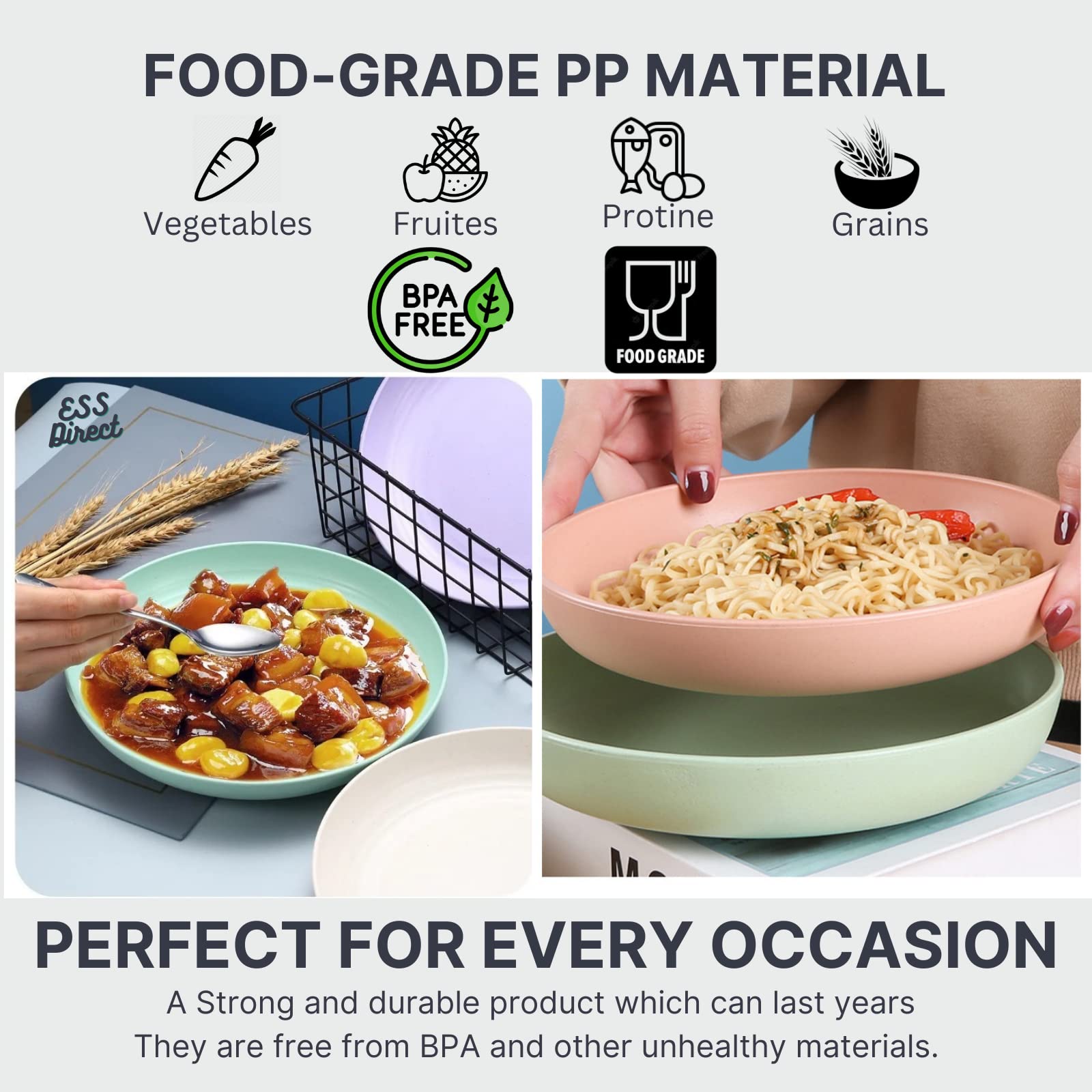 Set 4 Piatti Piani Infrangibili 23 Cm - Multiuso Per Casa, Picnic E Feste - Foto 7