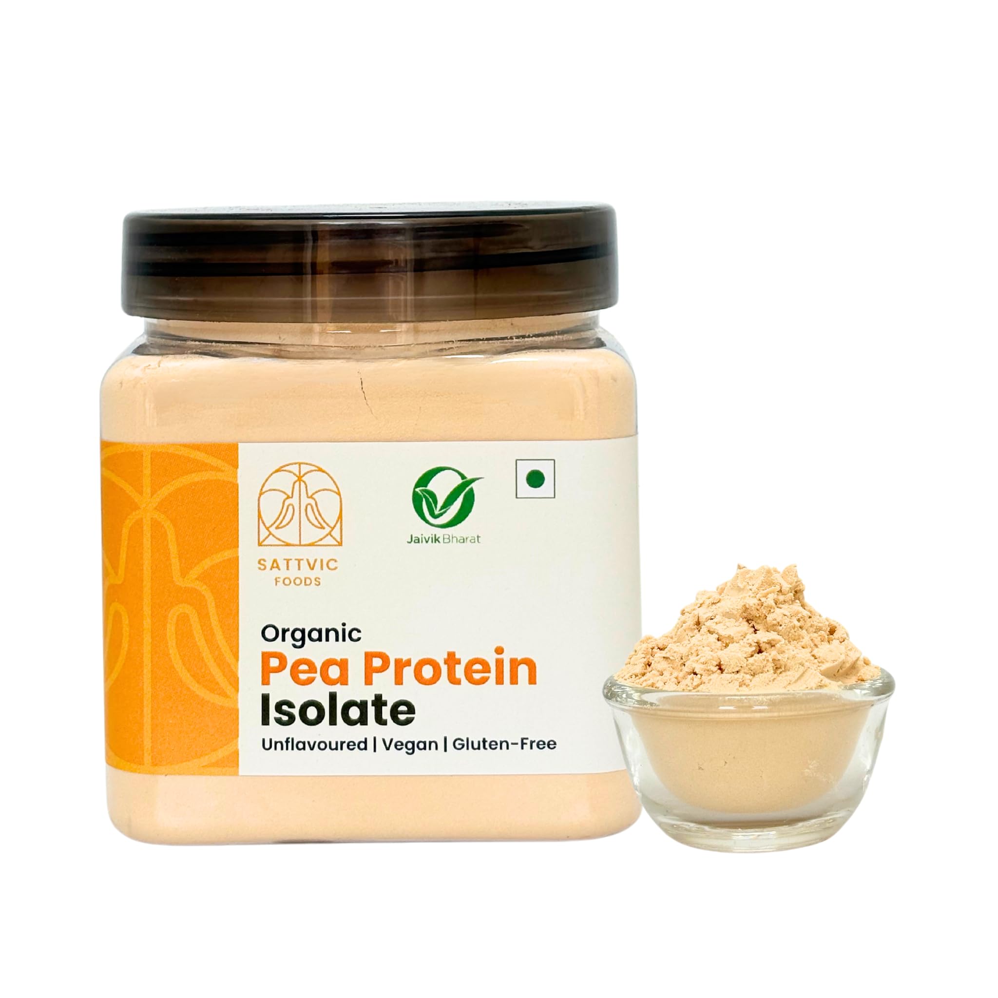 Sattvic Foods Pea Protein Isolate 80% (300 g) | Certified Organic, Unflavoured Plant Protein Powder | Amino Acid-Rich, Vegan, Lactose-Free, Soy-Free & Kosher | Mix into Smoothies, Rotis, Curries-image-0