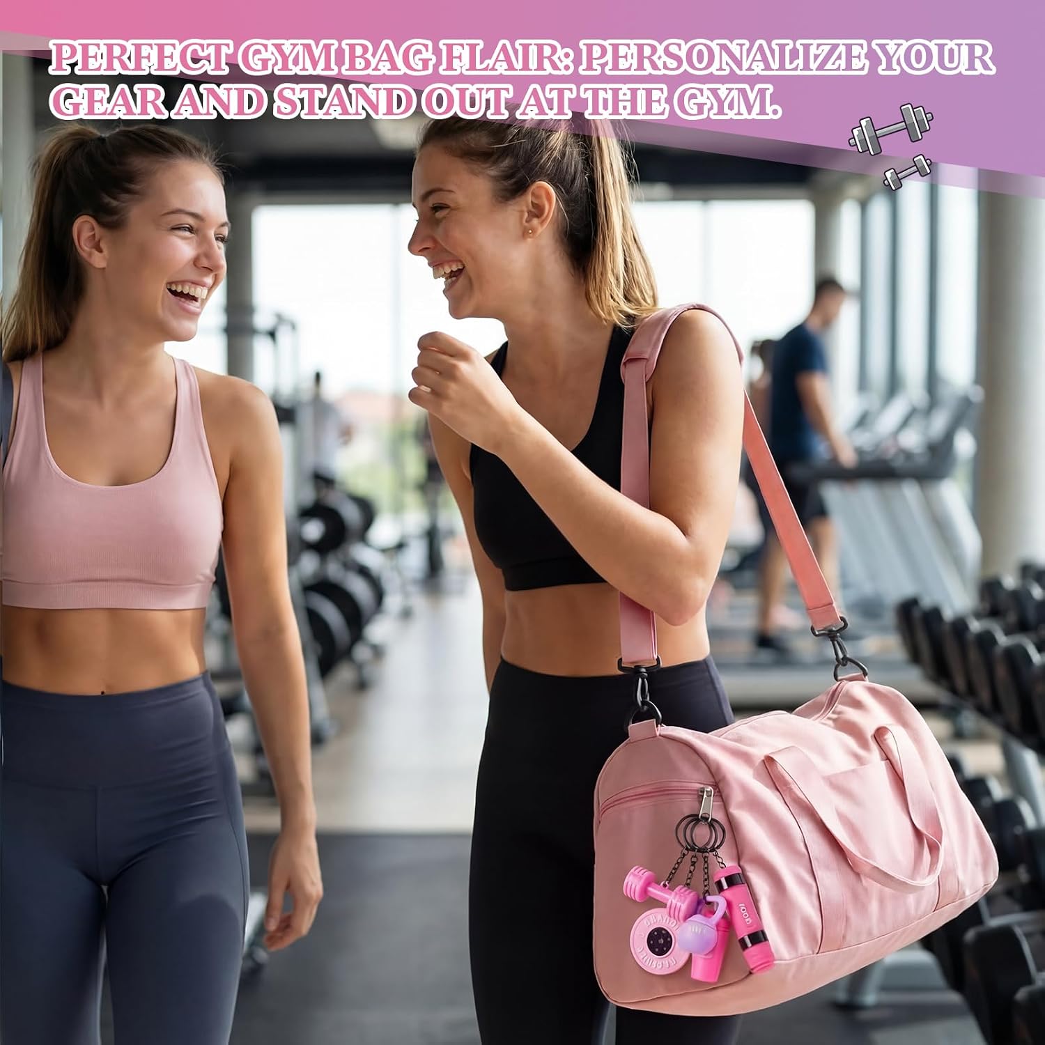 Tondiamo 20 Pcs Gym Keychain Bulk Weight Fitness Gifts Bag for Women Men Dumbbell Keychain Workout Accessories for Gym Lovers