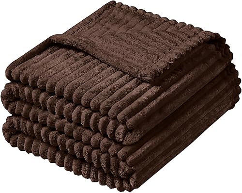 Vista 338 de Vessia Manta de franela de forro polar, 300GSM, acogedora manta a rayas verde salvia para sofá, cama y sofá, cálida y suave, acogedora manta