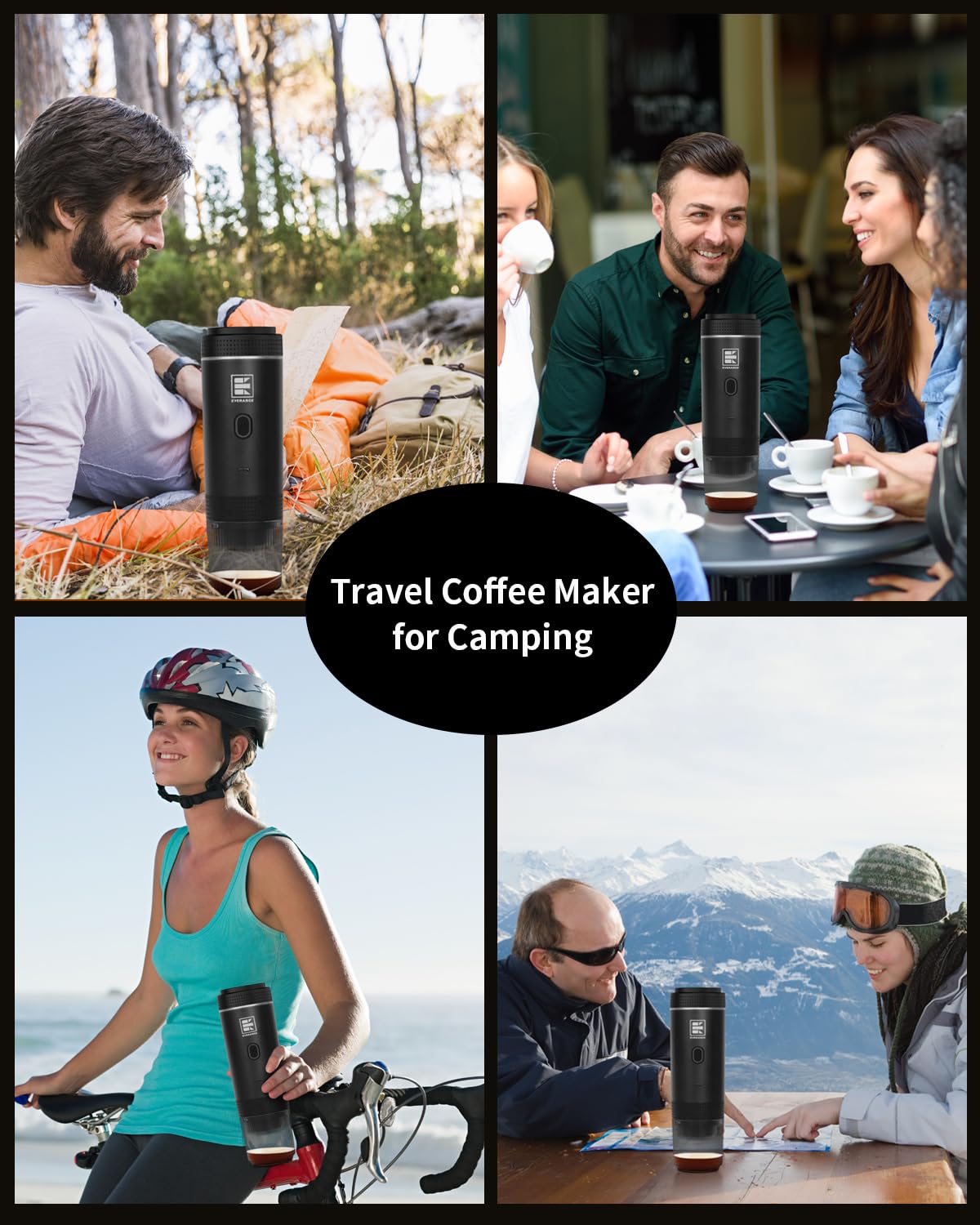 Cafetera eléctrica portátil, cafetera de coche para viajes y campamento, cafetera a batería compatible con café molido y cápsulas NS, color negro 6
