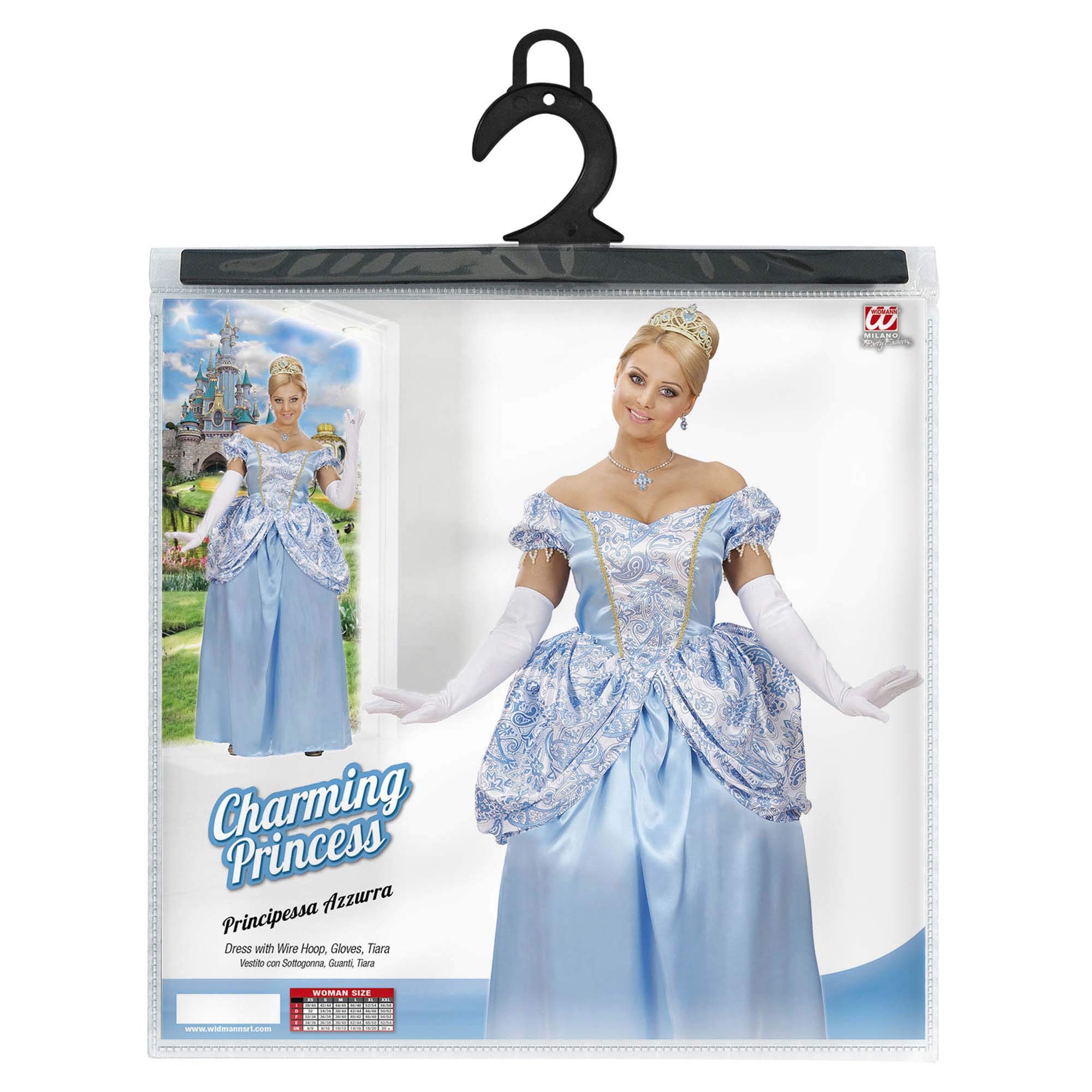 W WIDMANN MILANO Party Fashion - Costume da principessa, abito con sottogonna, principessa di ghiaccio, regina, carnevale