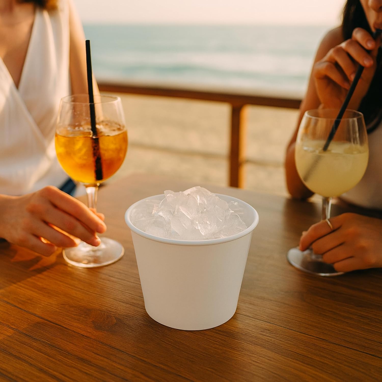 5 lb. White Buckets, Disposable Ice Buckets for Parties, Paper Popcorn Buckets, Food Buckets (Case of 25)