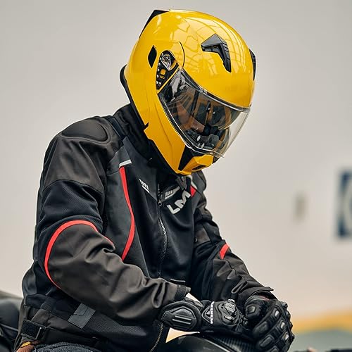 Miniatura 7 de ILM Casco modular de cara completa para motocicleta con visera doble para adultos, luz trasera LED opcional, aprobado por el DOT