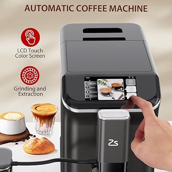 Takywep Fully Automatic Espresso Machine, 20 Bar Cappuccino Latte Machine With Optimized Frother and Convenient One-Touch Control Panel, Single/Double Shot, Removable Water Tank, Black