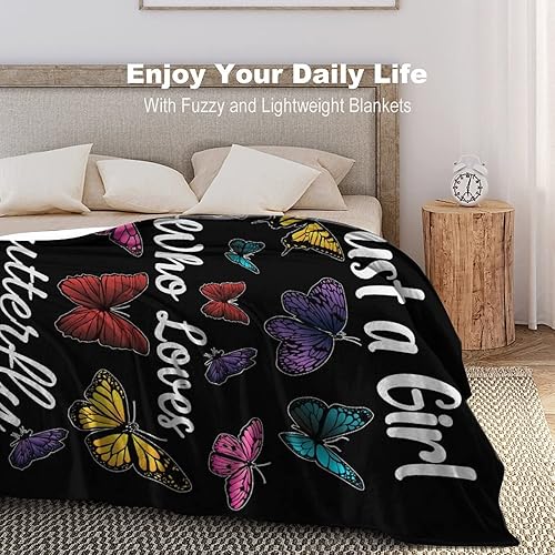 Miniatura 5 de Manta de mariposa para regalo, manta de franela polar de 40 x 50 pulgadas para niñas y niños, manta suave y cálida para sofá, cama, sofá de viaje