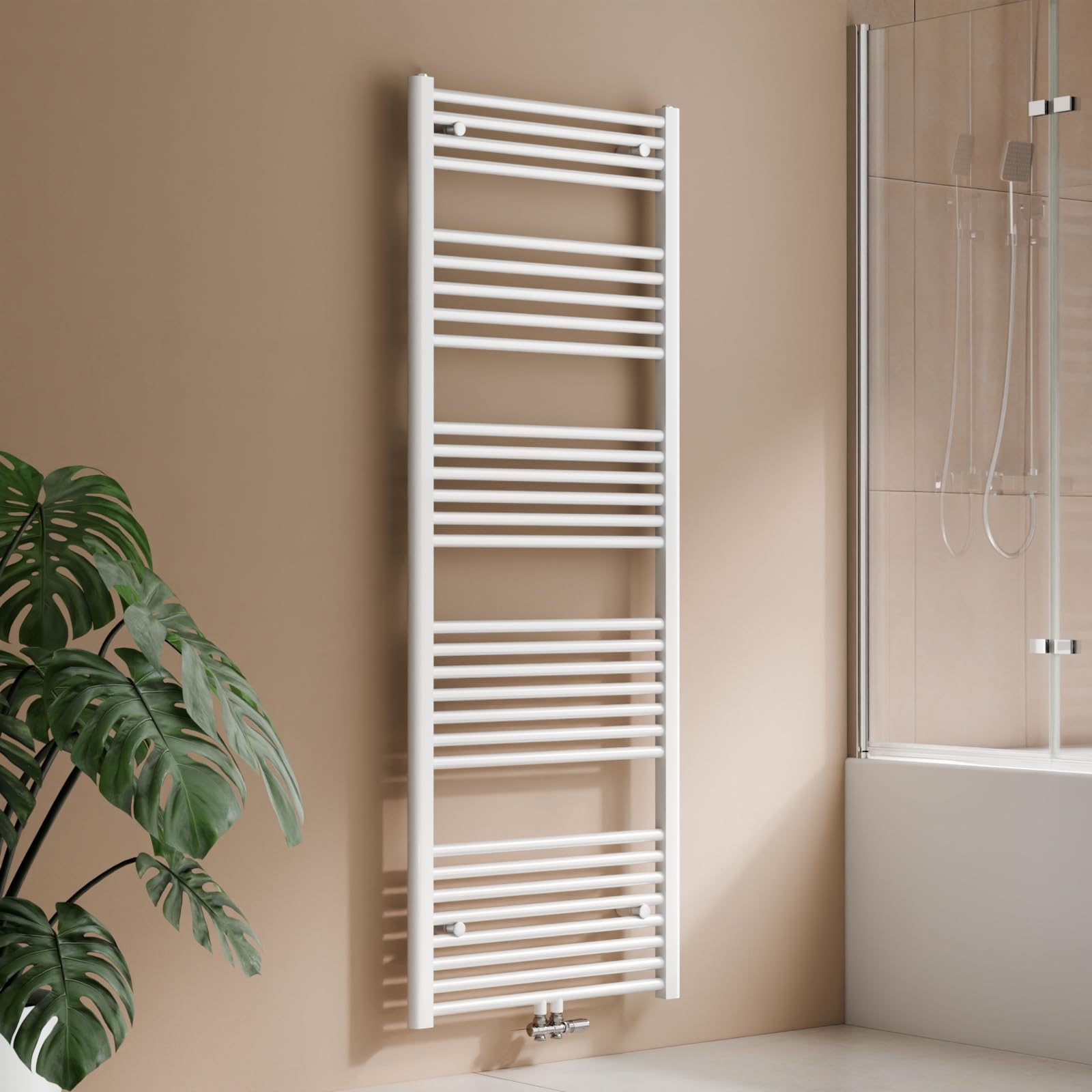 S'AFIELINA Badheizkörper 1600x600 mm Handtuchheizkörper Mittelanschluss Handtuchwärmer Heizkörper für bad,Wärmeleistung 761W, Heizkörper für Zentralheizung,wassergeführt, nicht elektrisch,Weiß