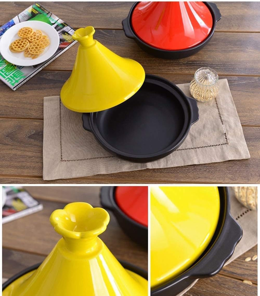 Chinese pottery -Cooker Pot 30Cm Tagine Cooking Pot with Lid|Smoke-Free Non-Stick Cookware Saucepan|for Most Open Flame Cookware (Color : C)