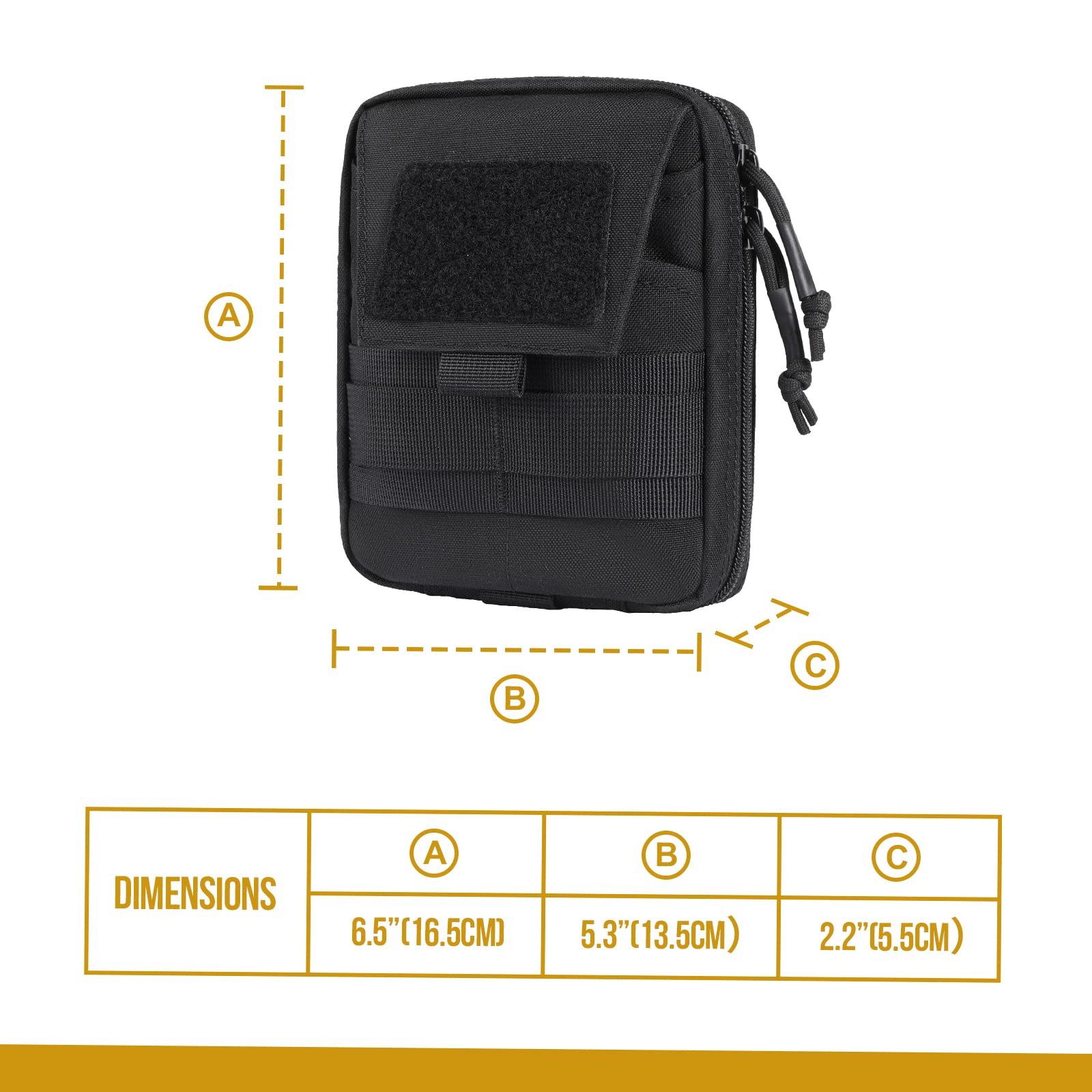 OneTigris Taktische Hüfttasche, Gürteltasche MOLLE EDC Tasche Wasserdicht Molletaschen für Camping Wandern Radfahren Klettern und Reisen Schwarz