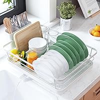Vista 17 de Kitsure - Escurridor de platos para encimera de cocina, para organización y almacenamiento, de acero inoxidable con soporte para cubiertos, 12 x