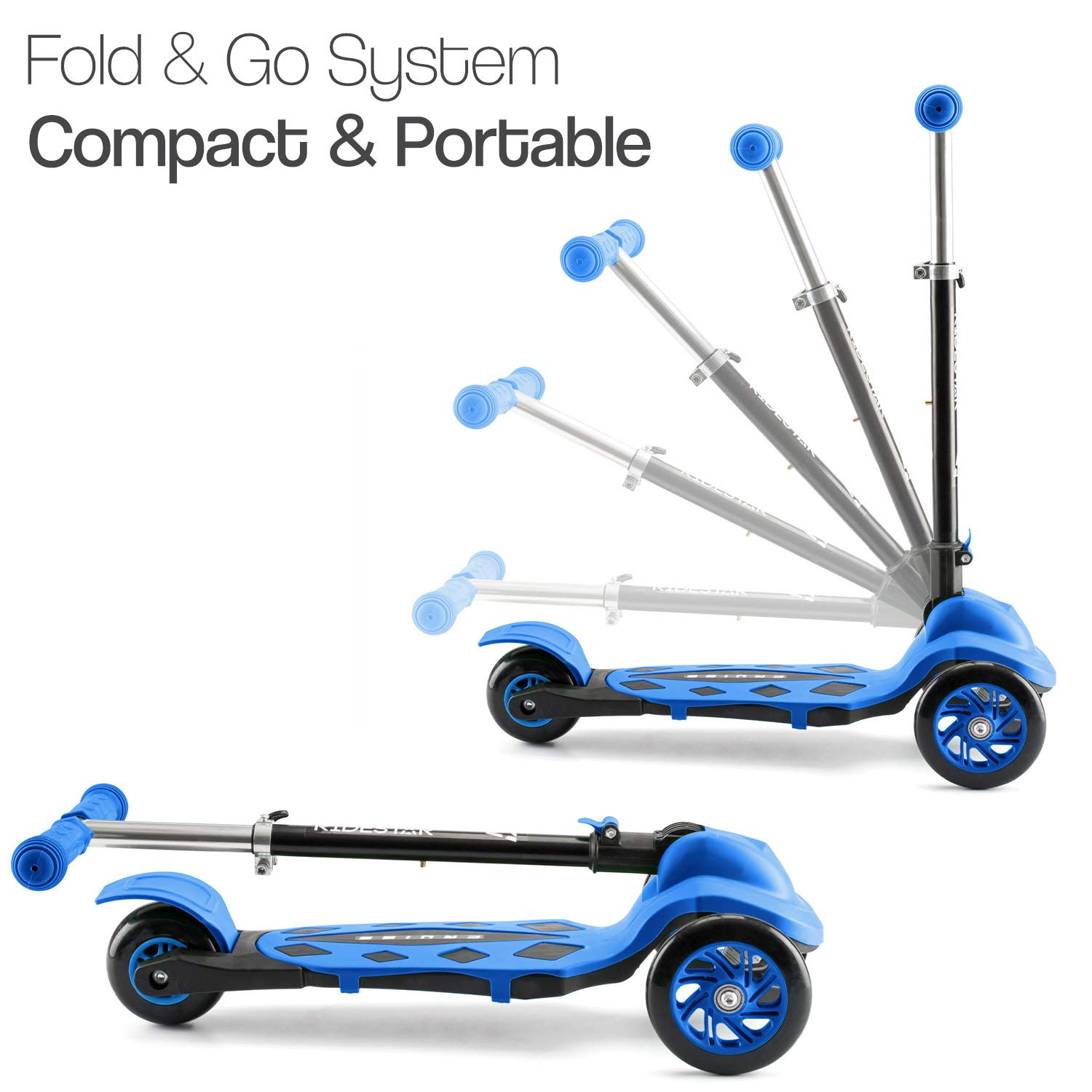 ToyStar Cruise 3 Wheel Tri Scooter, Easy Folding System, Height Adjustable Handlebars, Tilt To Turn Steering, Kids Aged 3+ Years - Image 3