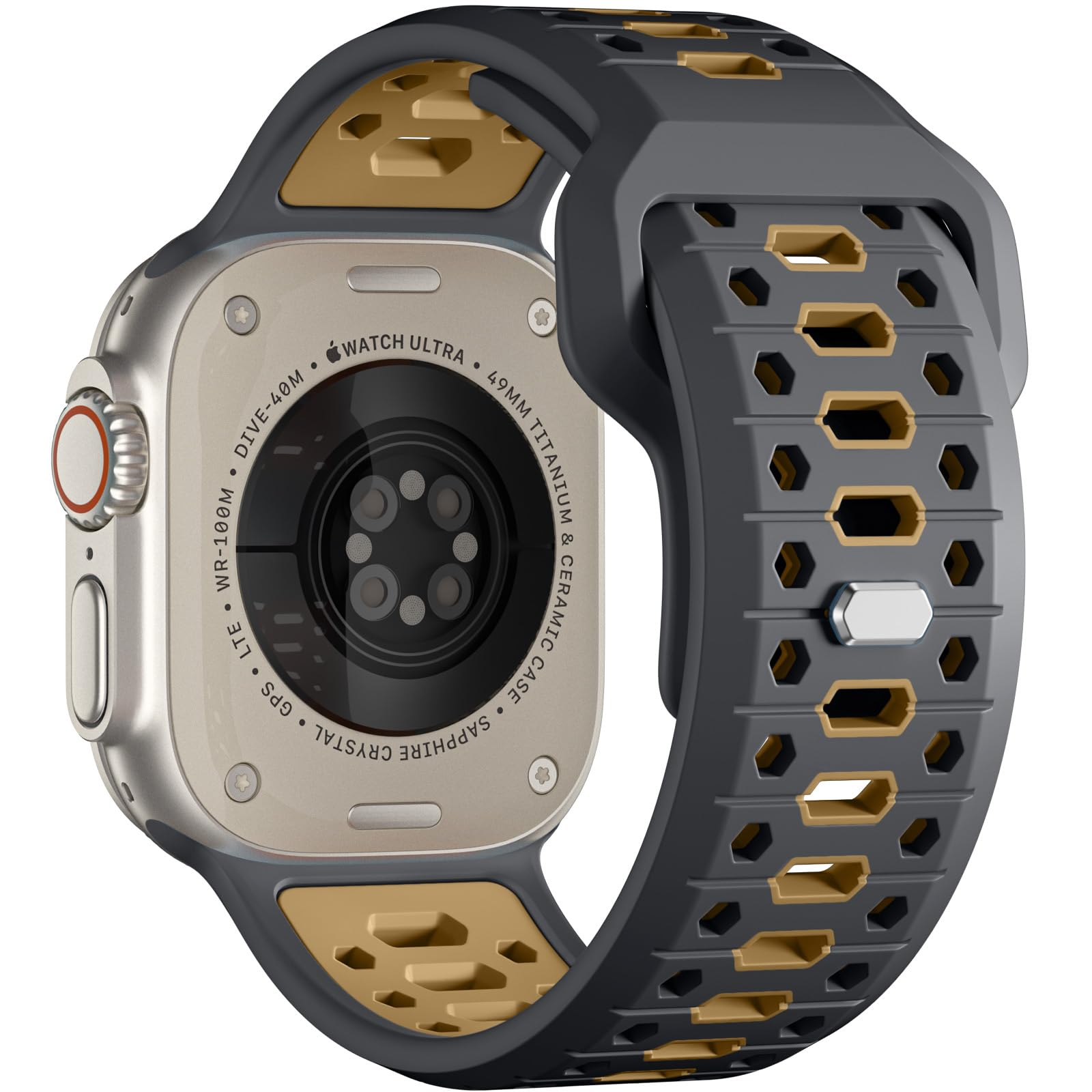 Maledan Compatible with Apple Watch Ultra 2/Ultra/Ultra 3 Band 49mm 44mm 45mm 46mm 42mm for Men, Breathable Silicone Band Sport Loop Strap for Apple