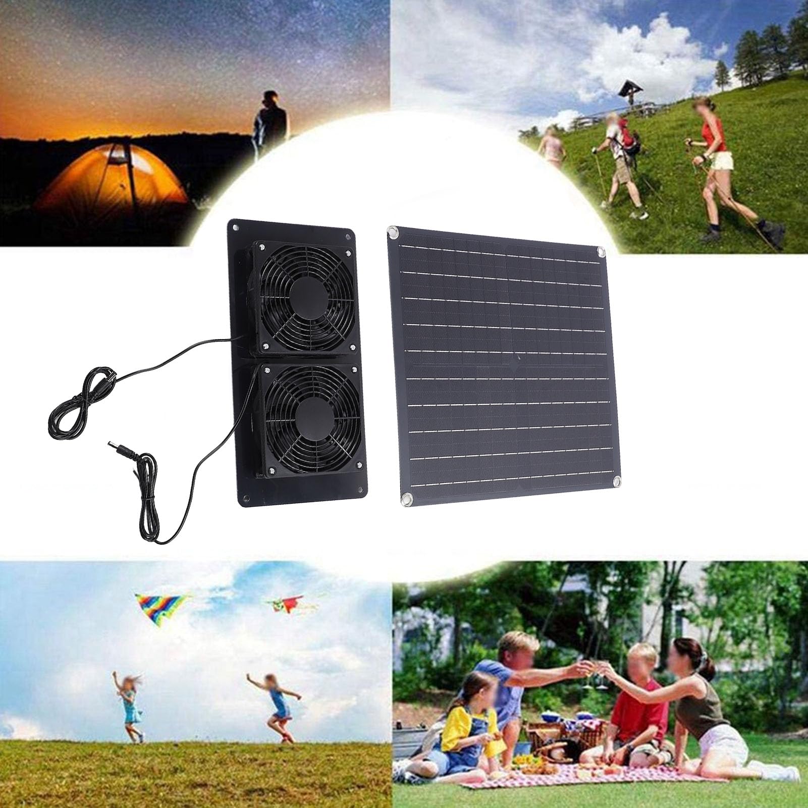 Ventilatore di Scarico Solare Efficiente Ventilazione per Capannone per Pollai Pollaio 20W 18V Silicio Monocristallino PV Aspiratore per Capannone per Pollai Cuccia per Cani Serra per