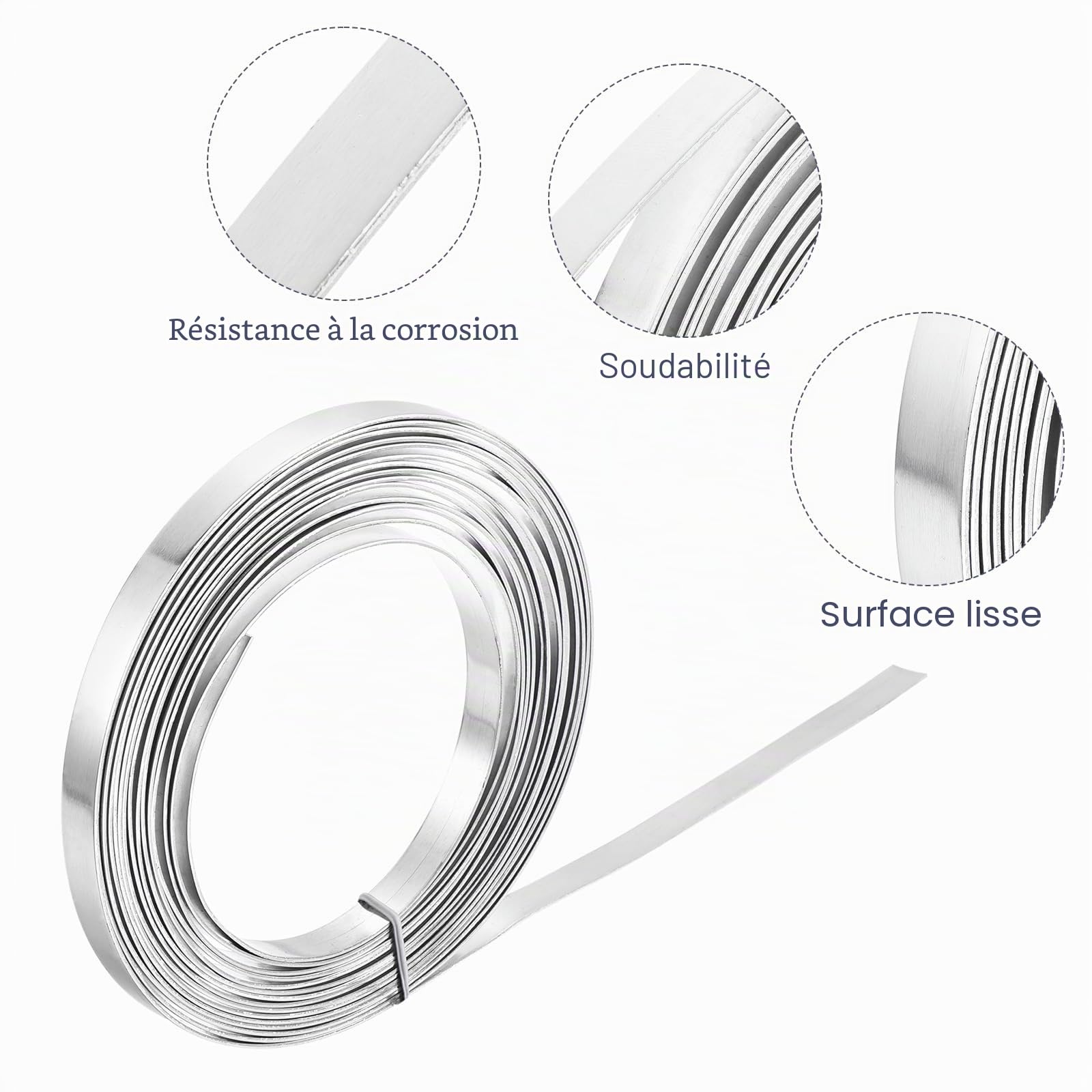 sourcing map Rouleau de métal en aluminium, 5000 mm x 10 mm x 1 mm d'épaisseur, bande clignotante en aluminium 1060 pour industriel, argenté