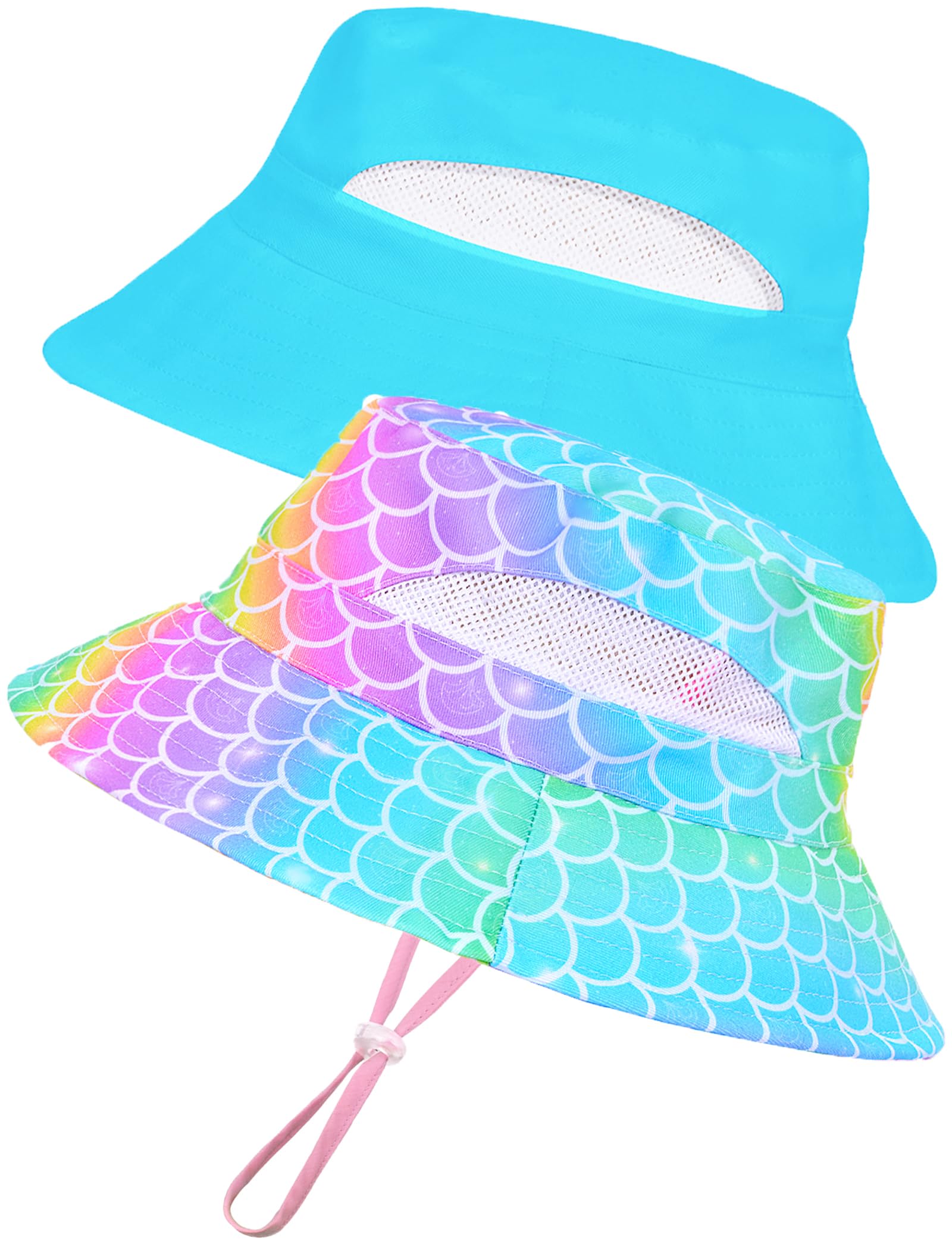 2 sombreros de sol para bebés y niñas, sombrero de pescador para niños, protección solar UPF 50+, sombreros de playa de verano para niños, sombrero de pesca de unicornio