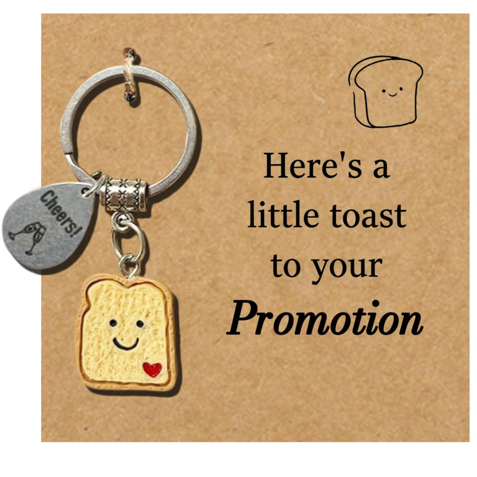 Aikobaa Unisex Yellow Toast Keychain, New Job Gifts For Women, Farewell Gifts For Coworkers, Good Luck Keyring, Congratulations Present For Promotion, Cute Goodbye Gift With Card