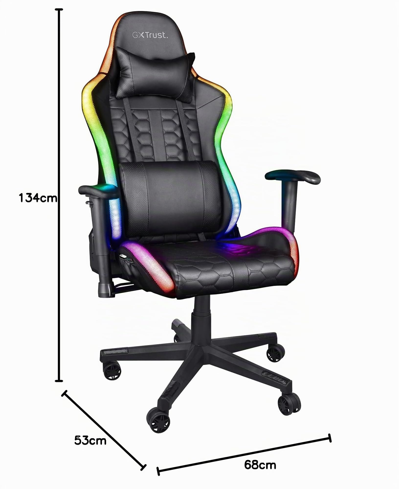 GXTrust Rizza Gaming Stuhl mit RGB LED-Beleuchtung, Schwarz