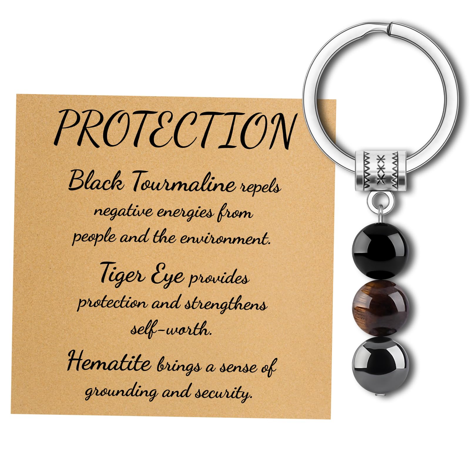 Dabihu Healing Spiritual Crystal Keychain Stress Relief Anxiety Calming Jewelry Protection Keychain for Women Men Inspirational Graduation Birthday