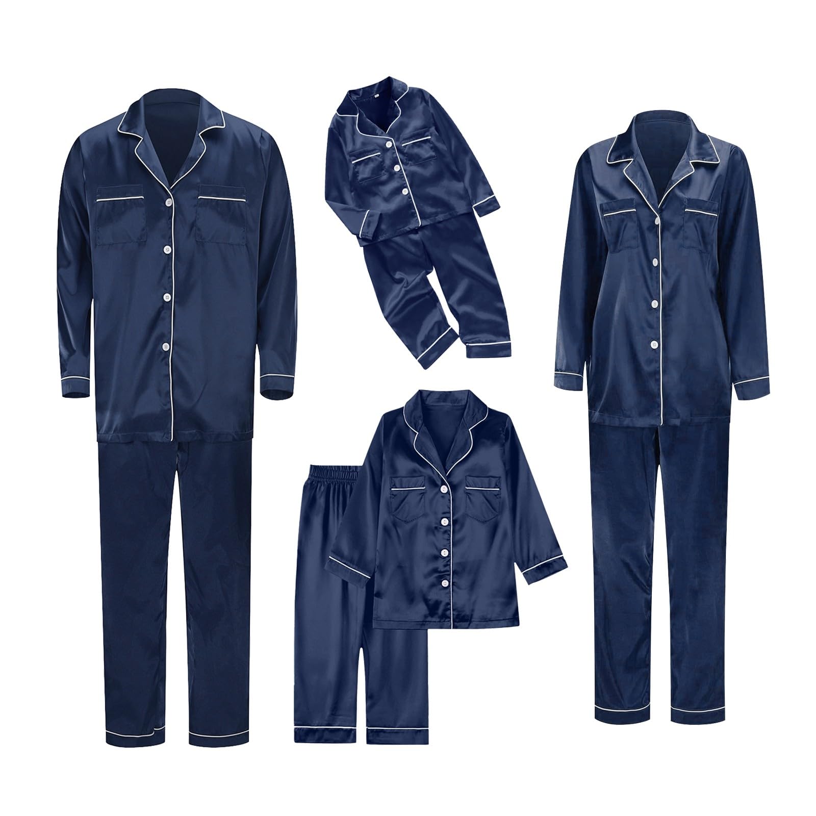 Silk Stain Family Pajamas Matching Sets 2025 Button Down Shirt and Pants Silky Xmas Pjs Jammies for Family Pictures