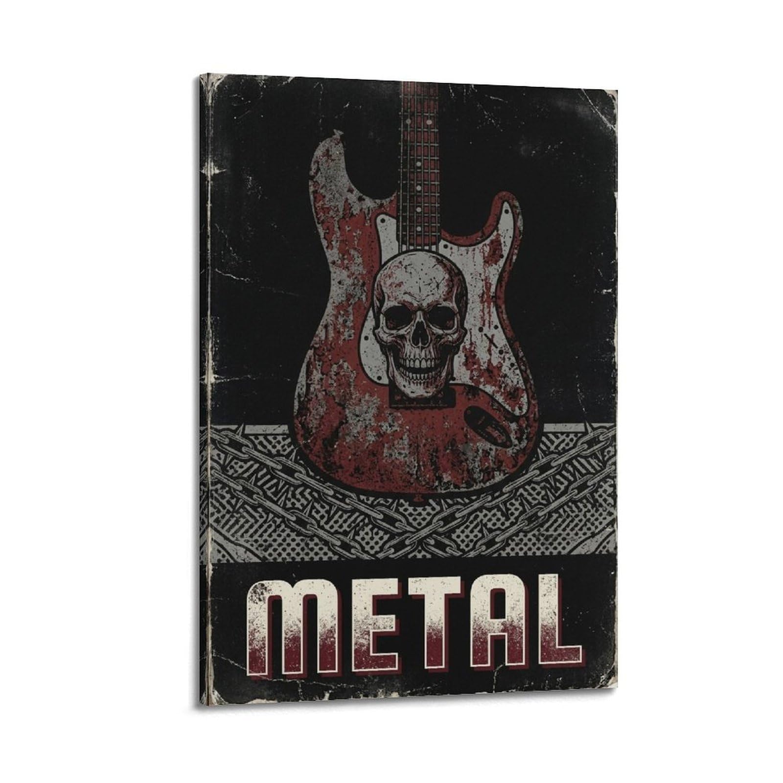 XKUGA Poster con stampa su tela decorativa in stile retrò con teschio e musica hard rock in metallo pesante, moderno, ideale per la famiglia, la grotta degli uomini, la sala giochi, la camera da letto