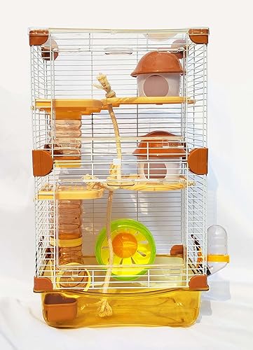 PETZHUBO Hamster Cage Small Animal Cage 3 Layers Transparent Cage Size：10.6"(W) X8.1(L) X18.3 (H) Suitable for Hamsters up to 3.5 inch in Length(Please Note This is Mini cage That for Mini Hamster)