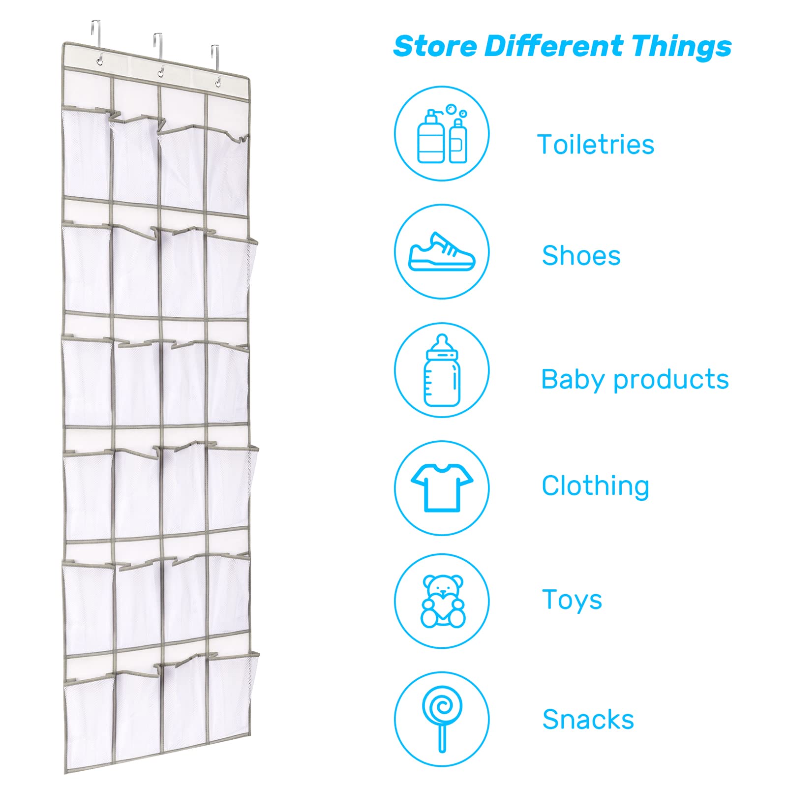 Organisateur Au-dessus De La Porte Pour Chaussures Sac De Rangement Suspendu Avec 24 Grandes
